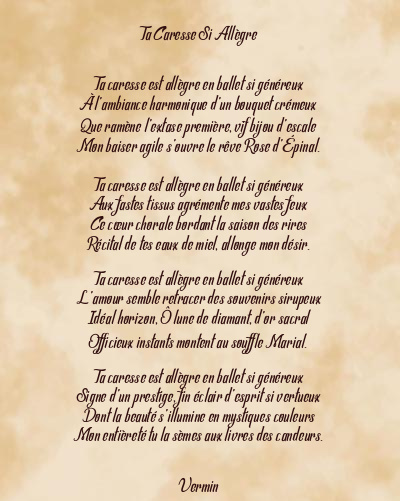 Le poème en image: Ta Caresse Si Allègre