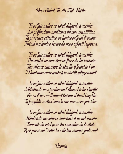 Le poème en image: Beau Soleil, Tu As Fait Naître