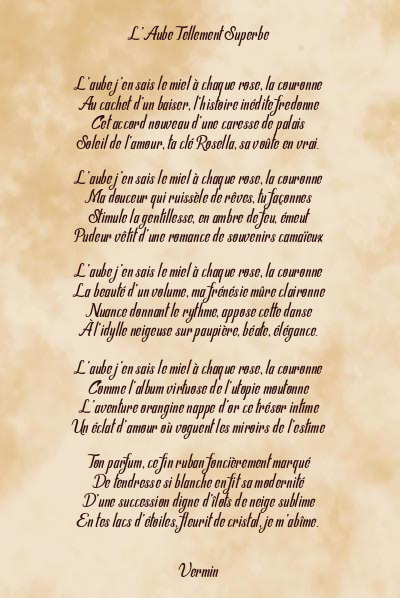 Le poème en image: L’aube Tellement Superbe