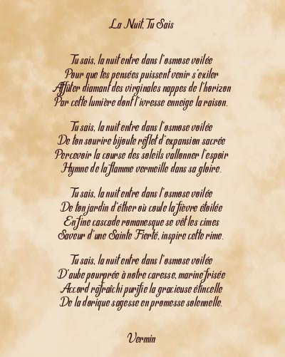 Le poème en image: La Nuit, Tu Sais
