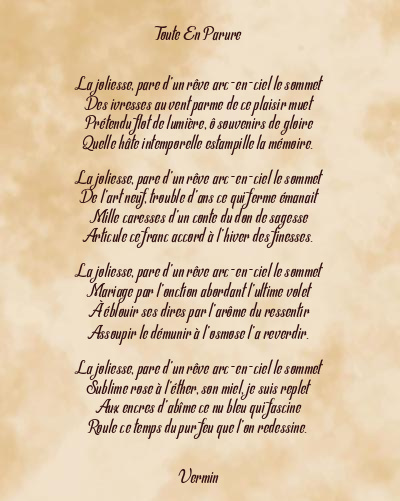 Le poème en image: Toute En Parure