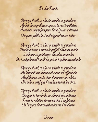 Le poème en image: De La Rareté