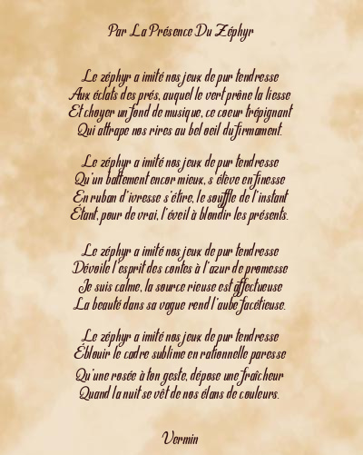 Le poème en image: Par La Présence Du Zéphyr