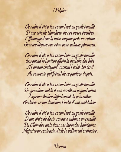 Le poème en image: Ô Rubis