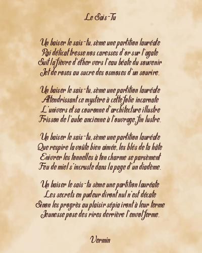 Le poème en image: Le Sais-Tu