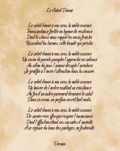 Le poème en image: Le Soleil Donne