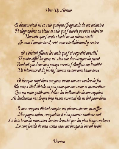 Le poème en image: Pour Un Avenir.