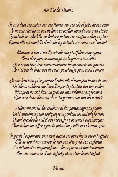 Le poème en image: Ma Vie De Doudou.