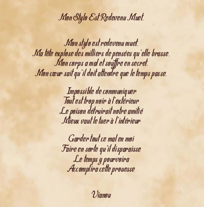 Le poème en image: Mon Stylo Est Redevenu Muet.