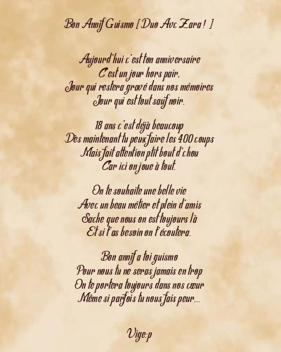 Le poème en image: Bon Annif Guismo [Duo Avc Zara ! ]