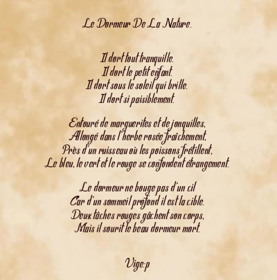 Le poème en image: Le Dormeur De La Nature.