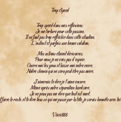 Le poème en image: Trop Speed