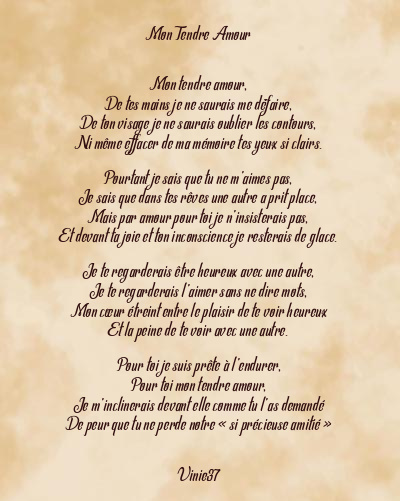 Le poème en image: Mon Tendre Amour