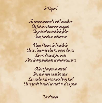 Le poème en image: Le Depart