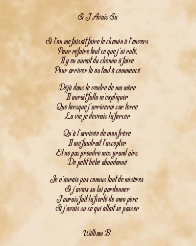 Le poème en image: Si J’avais Su