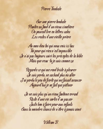 Le poème en image: Pierre Tombale