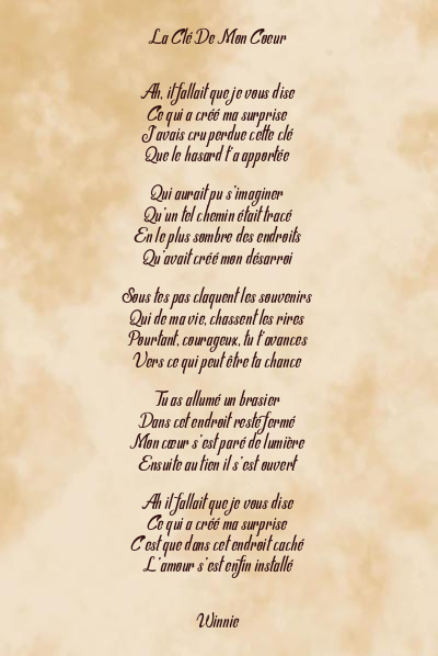 Le poème en image: La Clé De Mon Coeur