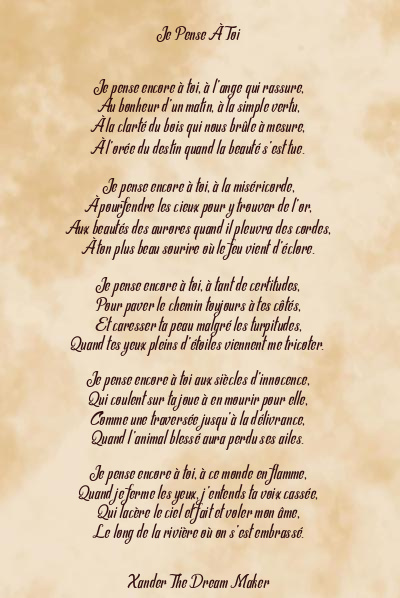 Le poème en image: Je Pense À Toi