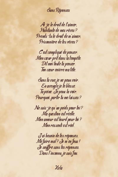 Le poème en image: Sans Réponses