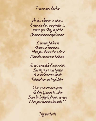 Le poème en image: Prisonnière Du Jeu