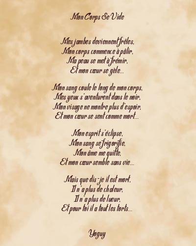 Le poème en image: Mon Corps Se Vide