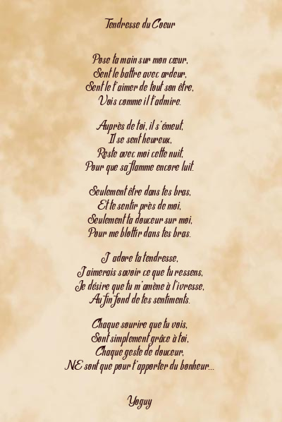 Le poème en image: Tendresse Du Coeur