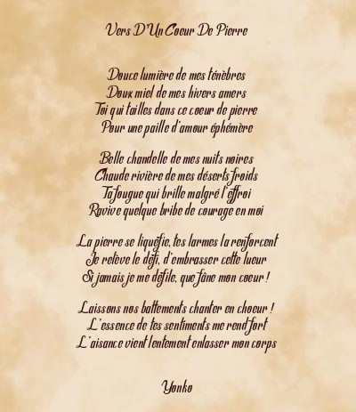 Le poème en image: Vers D’un Coeur De Pierre