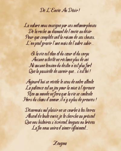 Le poème en image: De L’envie Au Désir !