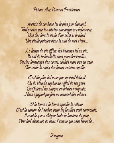 Le poème en image: Poème Aux Pierres Précieuses