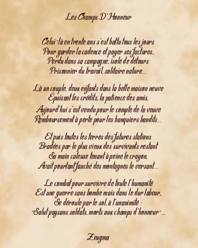 Le poème en image: Les Champs D’honneur