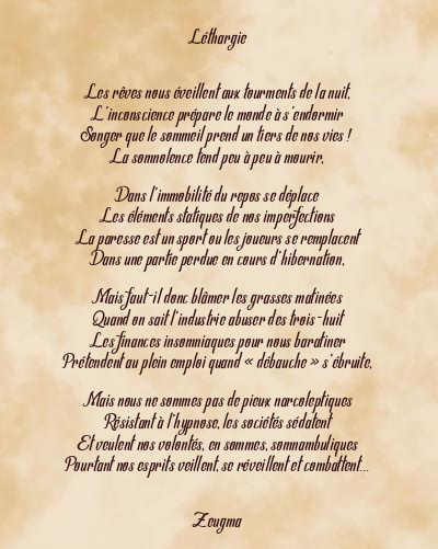 Le poème en image: Léthargie