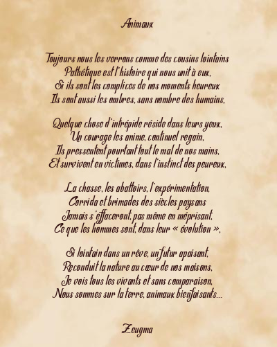 Le poème en image: Animaux
