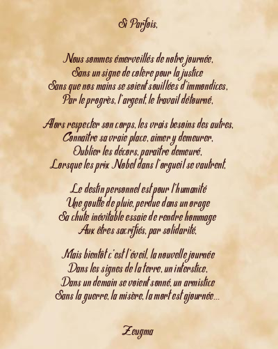 Le poème en image: Si Parfois,