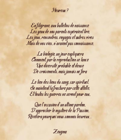 Le poème en image: Heureux ?