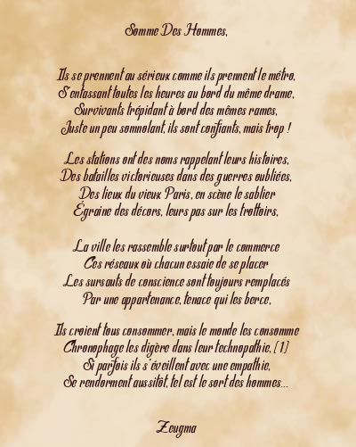 Le poème en image: Somme Des Hommes,