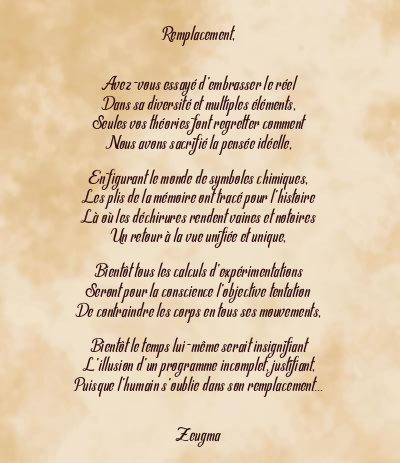 Le poème en image: Remplacement,