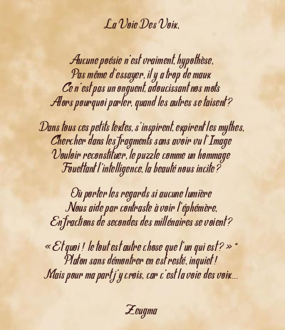 Le poème en image: La Voie Des Voix,