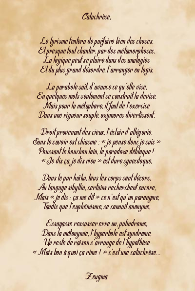 Le poème en image: Catachrèse,