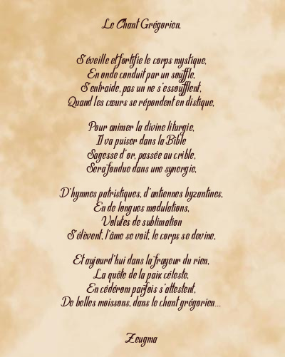 Le poème en image: Le Chant Grégorien,