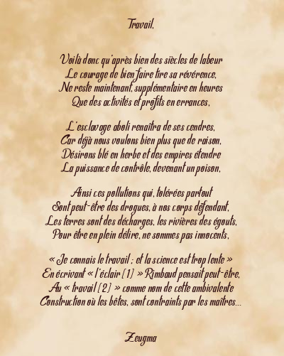 Le poème en image: Travail,