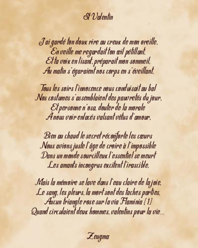 Le poème en image: St Valentin