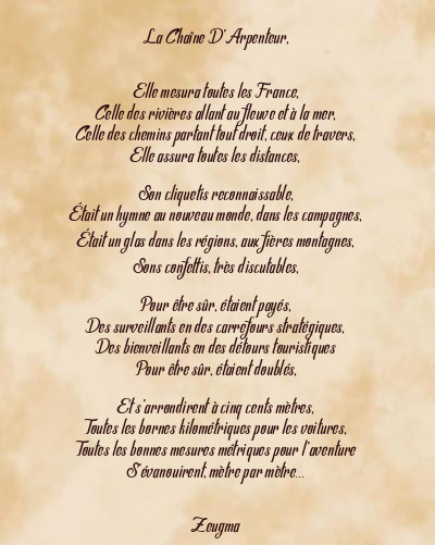 Le poème en image: La Chaîne D’arpenteur,