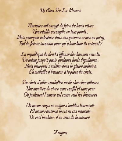 Le poème en image: Un Sens De La Mesure