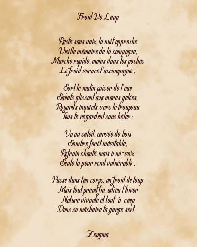Le poème en image: Froid De Loup