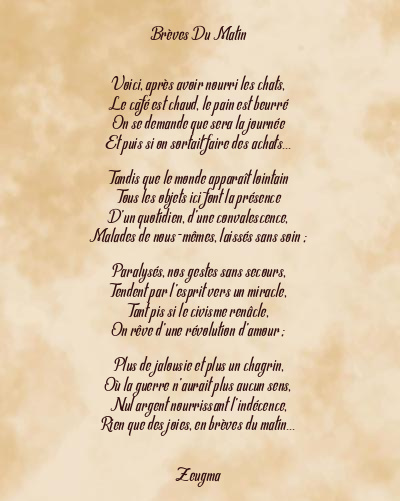 Le poème en image: Brèves Du Matin
