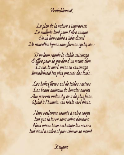 Le poème en image: Probablement,
