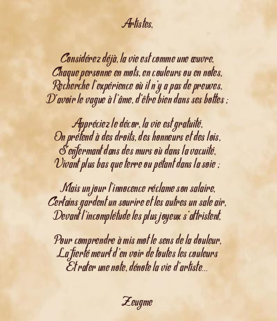 Le poème en image: Artistes,