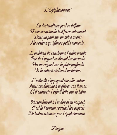 Le poème en image: L’épiphénomène