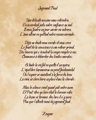 Le poème en image: Jugement Final
