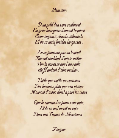 Le poème en image: Monsieur,
